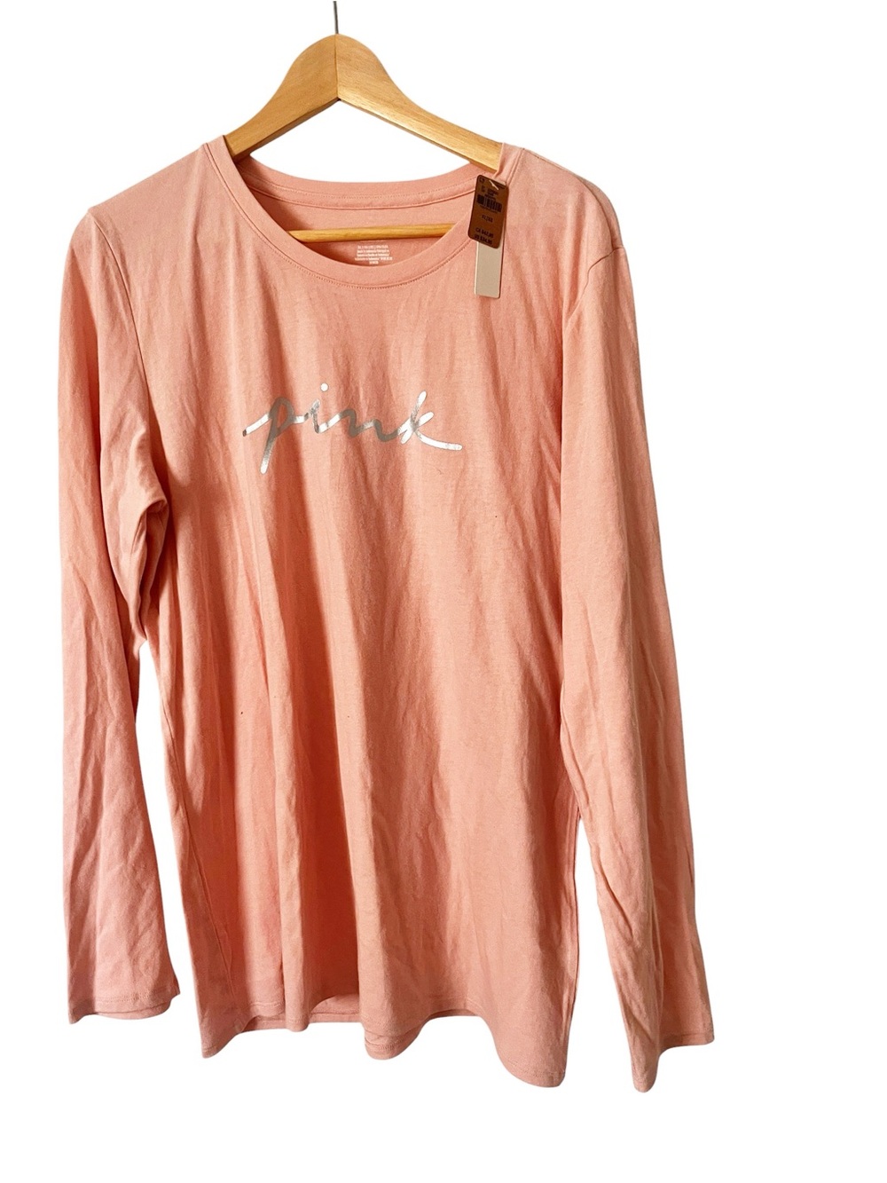 PINK Victoria's Secret‎ Light Pink Long Sleeve T-Shirt Size XL NWT